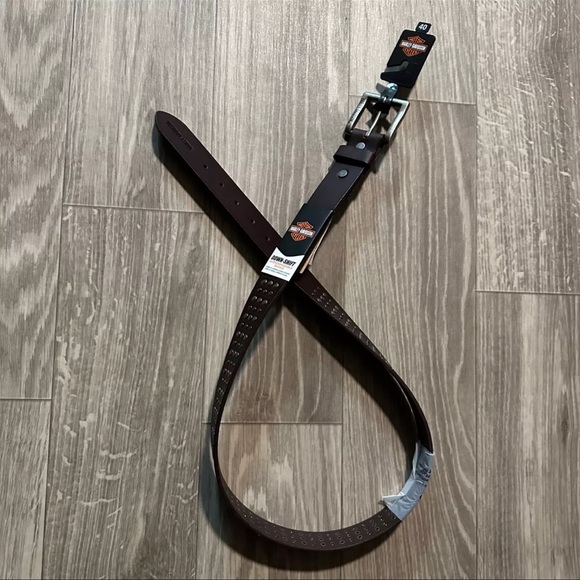 ✔️HARLEY DAVIDSON MENS TRIPLE STUDDED LEATHER BELT - Picture 5 of 9